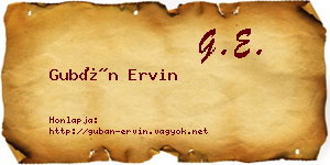 Gubán Ervin névjegykártya